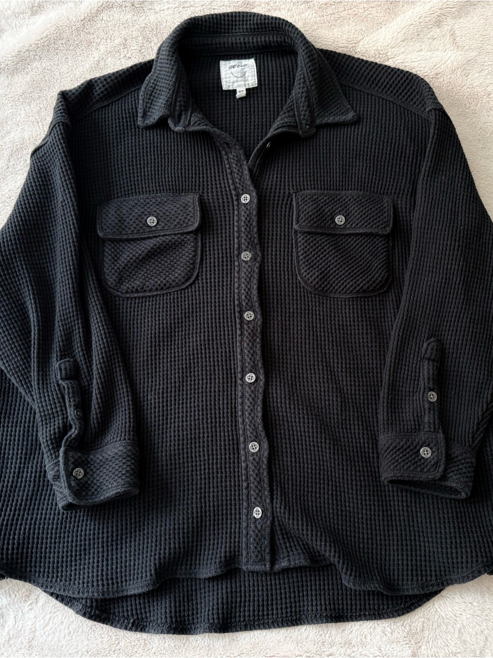 Aerie LumberJane Waffle Shirt True Black Size S - Picture 5 of 11